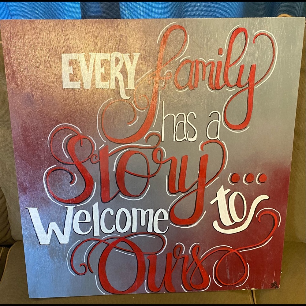 Hand painted wood panel sign